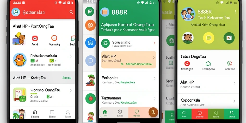 Antarmuka aplikasi 888R yang ramah pengguna untuk kontrol orang tua.