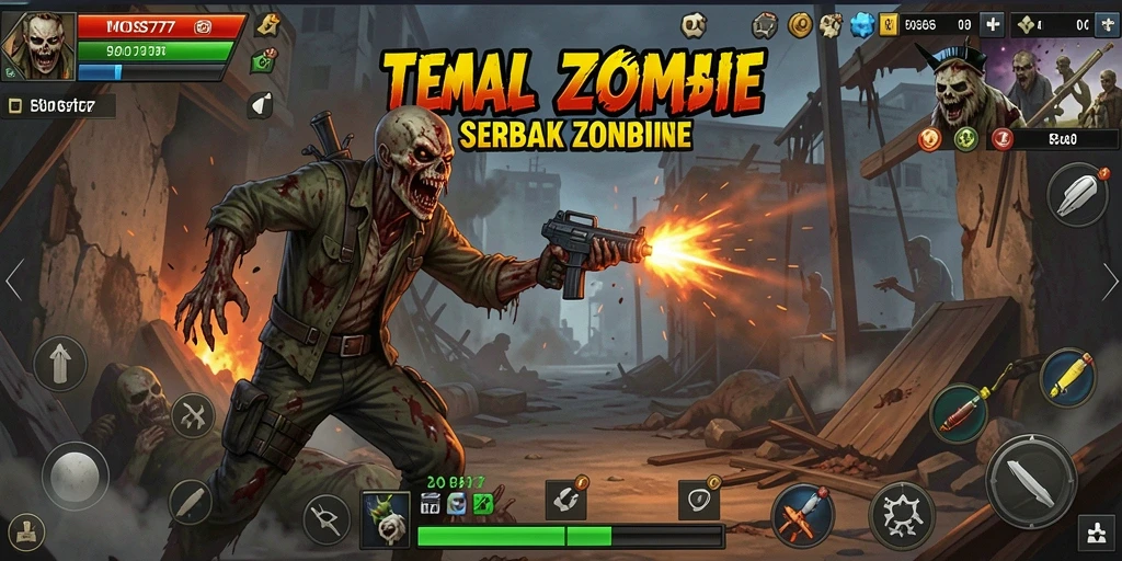 Tampilan antarmuka game Tembak Zombie BOS777 yang menarik dan penuh aksi.