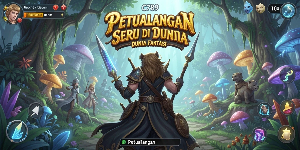 Tampilan antarmuka seru dalam game Petualangan C789.