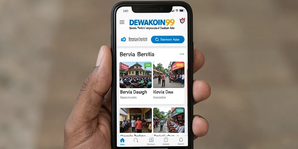 Antarmuka DEWAKOIN99 menampilkan berita daerah yang informatif.