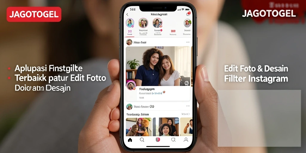 Tampilan antarmuka aplikasi JAGOTOGEL untuk edit foto dan filter Instagram.