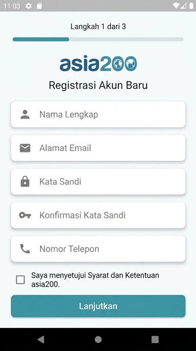 Panduan Registrasi Akun baru asia200 untuk Android